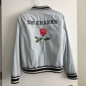 Forever 21 baby blue bomber jacket